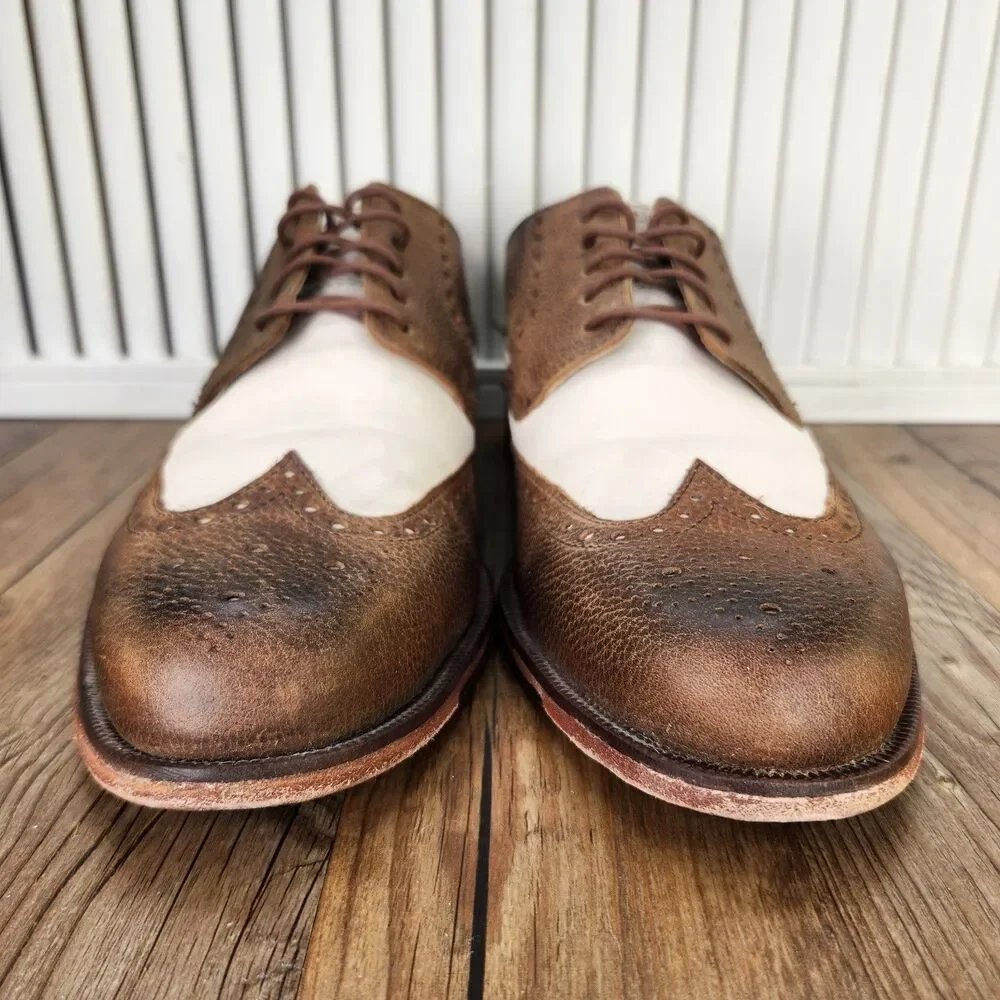 Cole Haan Carter Grand Wingtip Derby Shoes Mens Sz 11M Brown Cream Preppy C14198
